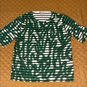 Short Sleeved - Green, White & Black Striped Graffiti Shirt